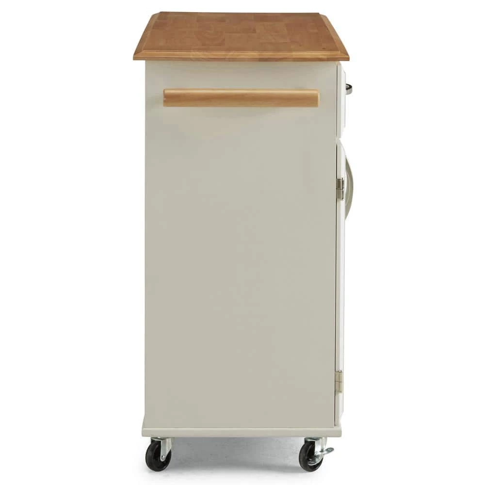 Dolly Madison Off-White Kitchen Cart with Natural Wood Top by HOMESTYLES 4 Dolly Madison Off-White Kitchen Cart with Natural Wood Top by HOMESTYLES - Image 4