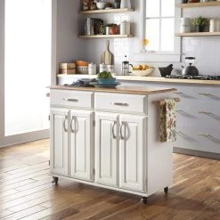 Dolly Madison Off-White Kitchen Cart with Natural Wood Top by HOMESTYLES 23 Dolly Madison Off-White Kitchen Cart with Natural Wood Top by HOMESTYLES -Deals HOMESTYLES Store off white homestyles kitchen carts 4529 95 31 1000