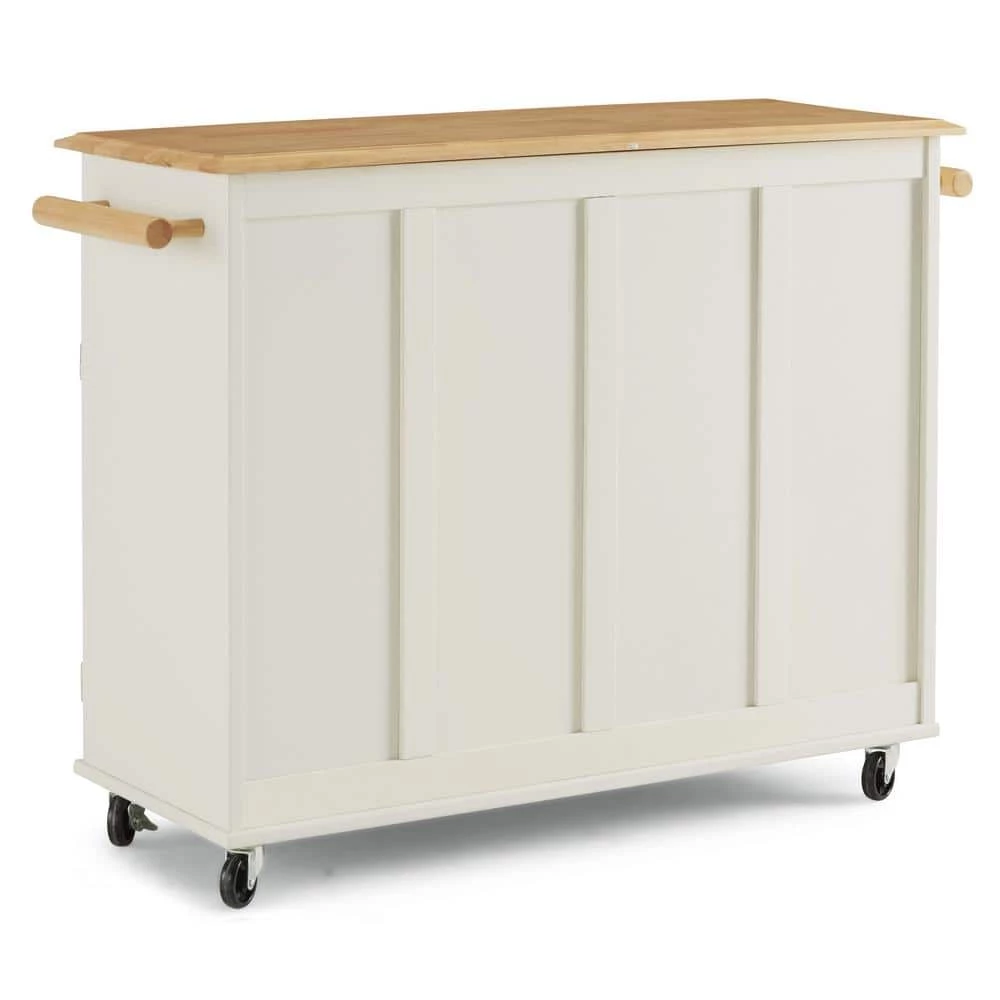 Dolly Madison Off-White Kitchen Cart with Natural Wood Top by HOMESTYLES 3 Dolly Madison Off-White Kitchen Cart with Natural Wood Top by HOMESTYLES - Image 3