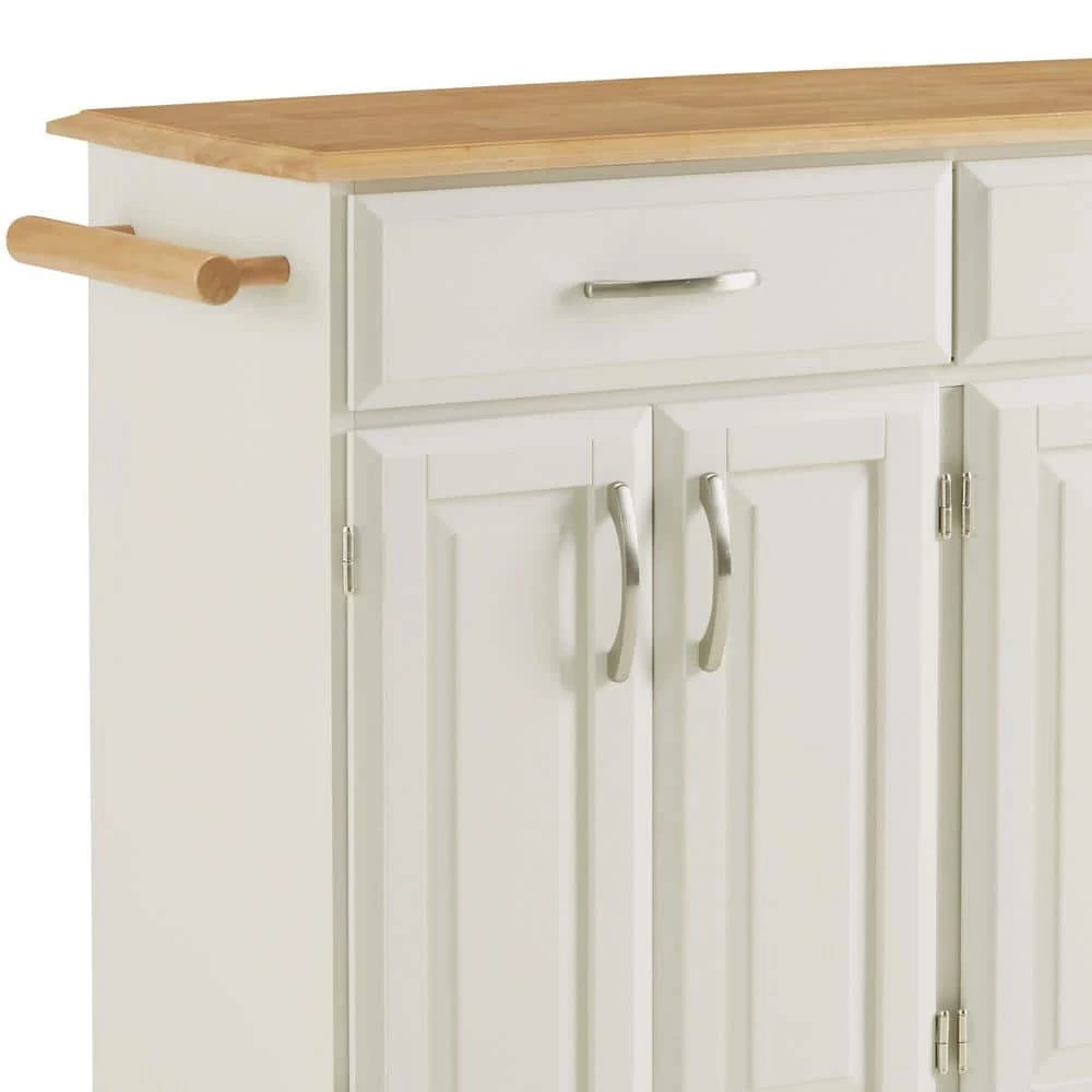 Dolly Madison Off-White Kitchen Cart with Natural Wood Top by HOMESTYLES 8 Dolly Madison Off-White Kitchen Cart with Natural Wood Top by HOMESTYLES - Image 8