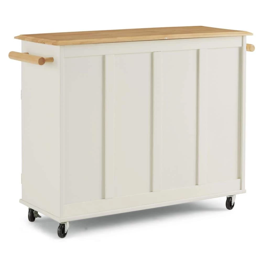 Dolly Madison Off-White Kitchen Cart with Natural Wood Top by HOMESTYLES 5 Dolly Madison Off-White Kitchen Cart with Natural Wood Top by HOMESTYLES - Image 5