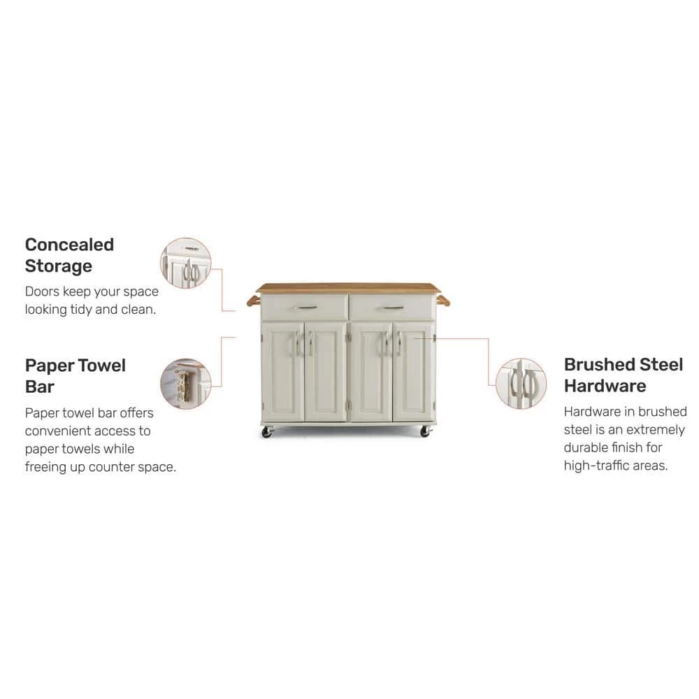 Dolly Madison Off-White Kitchen Cart with Natural Wood Top by HOMESTYLES 7 Dolly Madison Off-White Kitchen Cart with Natural Wood Top by HOMESTYLES - Image 7