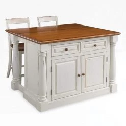 Monarch White Kitchen Island With Seating by HOMESTYLES