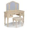 Provence Off-White Vanity with Mirror and Bench 54 in. H x 46.75 in. W by HOMESTYLES