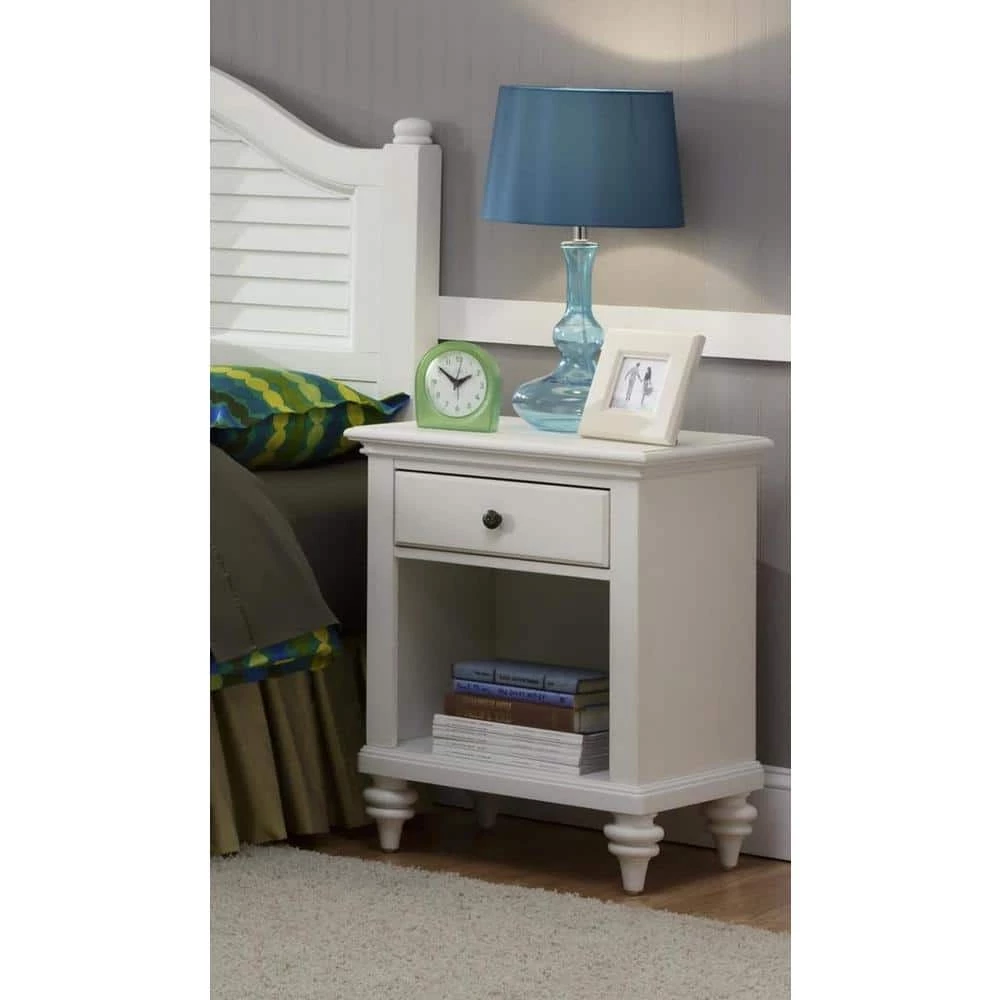 Bermuda 1-Drawer Brushed White Nightstand by HOMESTYLES 10 Bermuda 1-Drawer Brushed White Nightstand by HOMESTYLES - Image 10