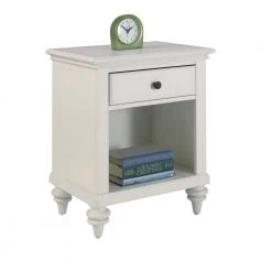 Bermuda 1-Drawer Brushed White Nightstand by HOMESTYLES
