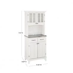 White and Stainless Steel Buffet with Hutch by HOMESTYLES -Deals HOMESTYLES Store off white homestyles sideboards buffet tables 5001 0023 22 40 1000