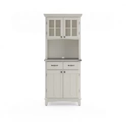 White and Stainless Steel Buffet with Hutch by HOMESTYLES