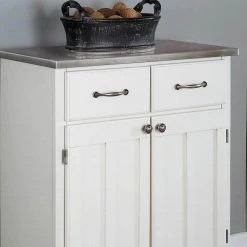 White and Stainless Steel Buffet with Storage by HOMESTYLES -Deals HOMESTYLES Store off white homestyles sideboards buffet tables 5001 0023 c3 1000