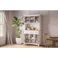 White and Natural Buffet with Hutch by HOMESTYLES -Deals HOMESTYLES Store off white natural top homestyles sideboards buffet tables 5100 0021 12 4f 1000