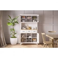 White and Natural Buffet with Hutch by HOMESTYLES -Deals HOMESTYLES Store off white natural top homestyles sideboards buffet tables 5100 0021 12 fa 1000