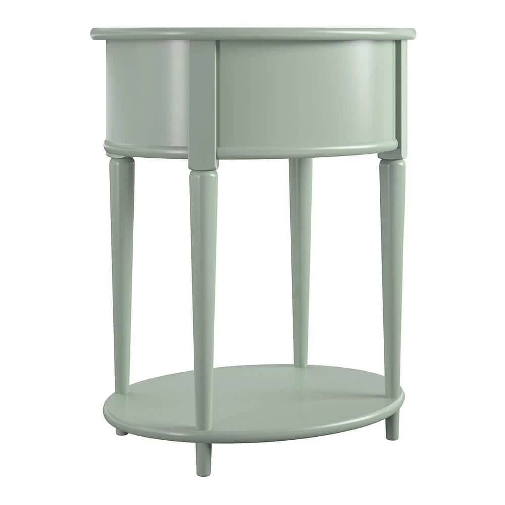 Abelia 21.6 in. Pale Green Round End Table with Drawer and Shelf by Ameriwood Home 4 Abelia 21.6 in. Pale Green Round End Table with Drawer and Shelf by Ameriwood Home - Image 4