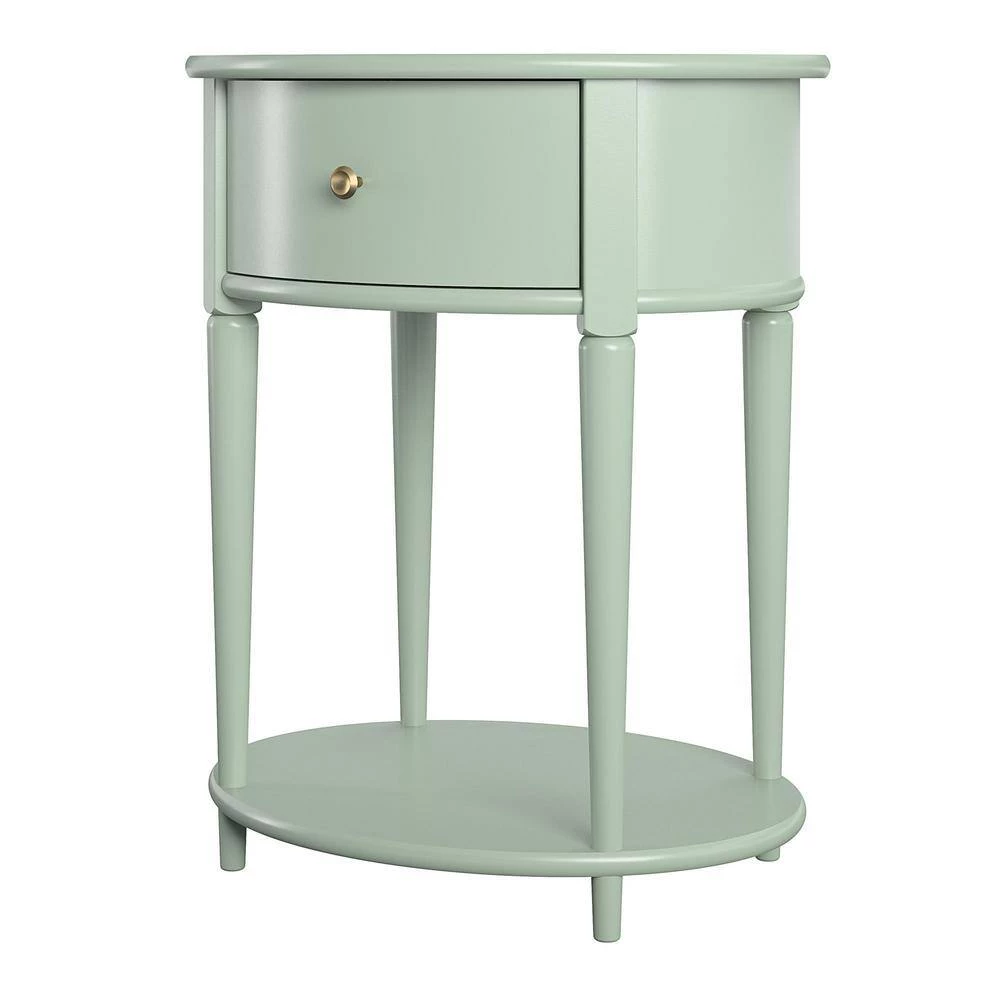Abelia 21.6 in. Pale Green Round End Table with Drawer and Shelf by Ameriwood Home 2 Abelia 21.6 in. Pale Green Round End Table with Drawer and Shelf by Ameriwood Home - Image 2