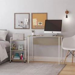 Bernay 36 in. Pale Oak Desk with Rolling Cart Bundle by Ameriwood Home -Deals HOMESTYLES Store pale oak ameriwood home writing desks hd82268 4f 1000