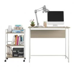 Bernay 36 in. Pale Oak Desk with Rolling Cart Bundle by Ameriwood Home -Deals HOMESTYLES Store pale oak ameriwood home writing desks hd82268 c3 1000