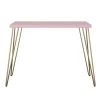 Montrose 40 in. Pink Retro Computer Desk with Gold Hairpin Legs by Ameriwood Home