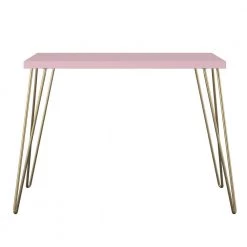 Montrose 40 in. Pink Retro Computer Desk with Gold Hairpin Legs by Ameriwood Home