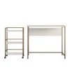 Bernay 36 in. Plaster/Gold Desk with Rolling Cart Bundle by Ameriwood Home