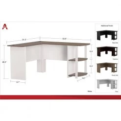 Quincy 52 in. L-Shaped Rustic Oak Computer Desk with Shelf by Ameriwood Home -Deals HOMESTYLES Store rustic oak ameriwood home computer desks hd16377 1f 1000