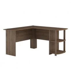 Quincy 52 in. L-Shaped Rustic Oak Computer Desk with Shelf by Ameriwood Home