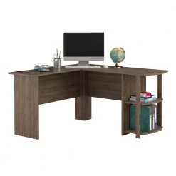 Quincy 52 in. L-Shaped Rustic Oak Computer Desk with Shelf by Ameriwood Home -Deals HOMESTYLES Store rustic oak ameriwood home computer desks hd16377 c3 1000