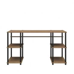 Crocker 55.12 in. Rustic Oak Double Pedestal Desk with Easy Assembly by Ameriwood Home