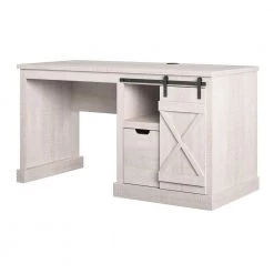 Bayshore 51.9 in. H Rustic White Single Pedestal Computer Desk by Ameriwood Home -Deals HOMESTYLES Store rustic white ameriwood home computer desks de18726 40 1000