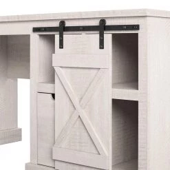 Bayshore 51.9 in. H Rustic White Single Pedestal Computer Desk by Ameriwood Home -Deals HOMESTYLES Store rustic white ameriwood home computer desks de18726 76 1000