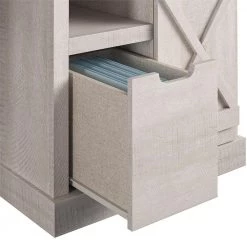 Bayshore 51.9 in. H Rustic White Single Pedestal Computer Desk by Ameriwood Home -Deals HOMESTYLES Store rustic white ameriwood home computer desks de18726 77 1000