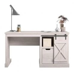 Bayshore 51.9 in. H Rustic White Single Pedestal Computer Desk by Ameriwood Home -Deals HOMESTYLES Store rustic white ameriwood home computer desks de18726 c3 1000