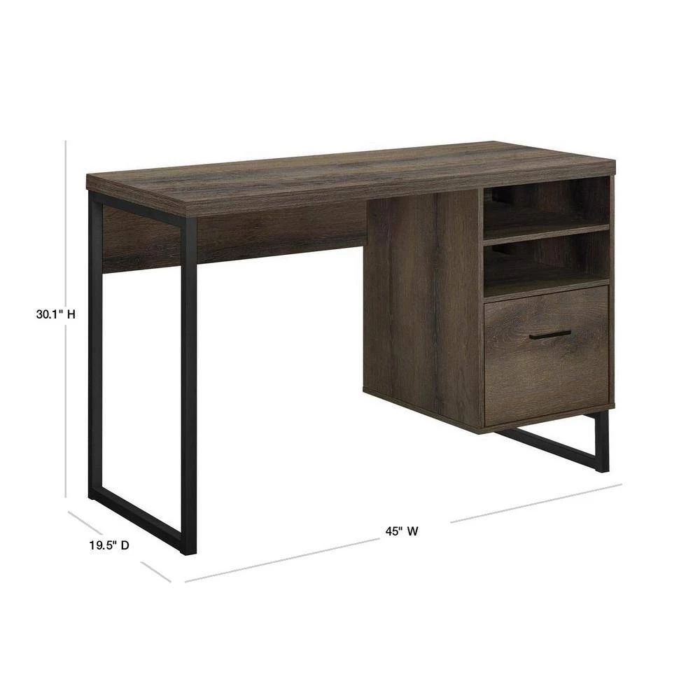 45 in. Sonoma Mocha Oak Rectangular 1 -Drawer Computer Desk with Open Shelves by Ameriwood Home 3 45 in. Sonoma Mocha Oak Rectangular 1 -Drawer Computer Desk with Open Shelves by Ameriwood Home - Image 3