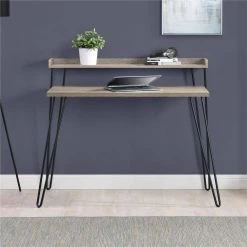 44.7 in. Rectangular Sonoma Oak/Black Writing Desks with Storage by Ameriwood Home -Deals HOMESTYLES Store sonoma oak black ameriwood home computer desks hd65626 4f 1000