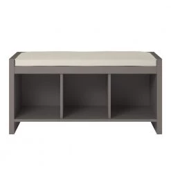 Pebblebrook Grey Taupe Entryway Storage Bench with Cushion 17.9 in. H x 35.9 in. W x 15.9 in. D by Ameriwood Home