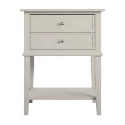 Queensbury 22 in. Taupe Accent Table with 2 Drawers by Ameriwood Home