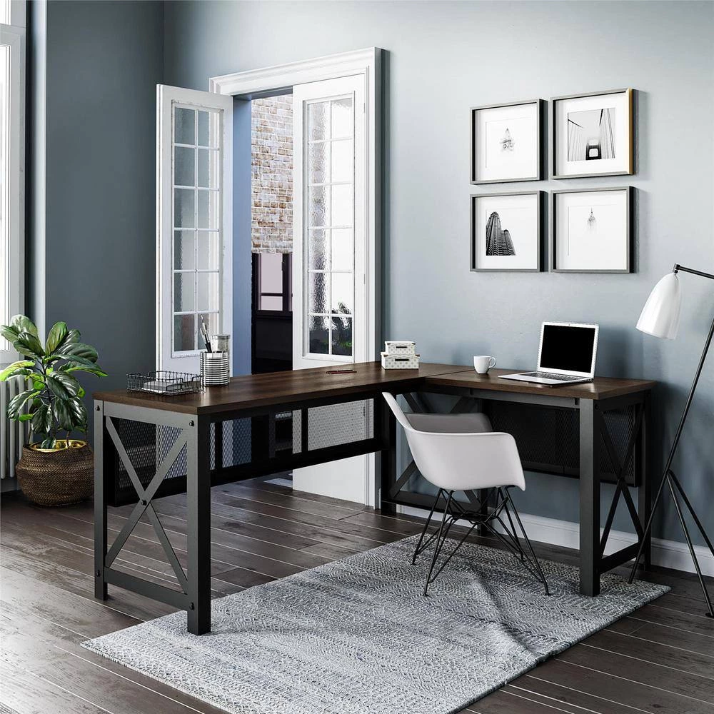 Caswell 67.2 in. Walnut L- Desk with Lift-Top by Ameriwood Home 8 Caswell 67.2 in. Walnut L- Desk with Lift-Top by Ameriwood Home - Image 8