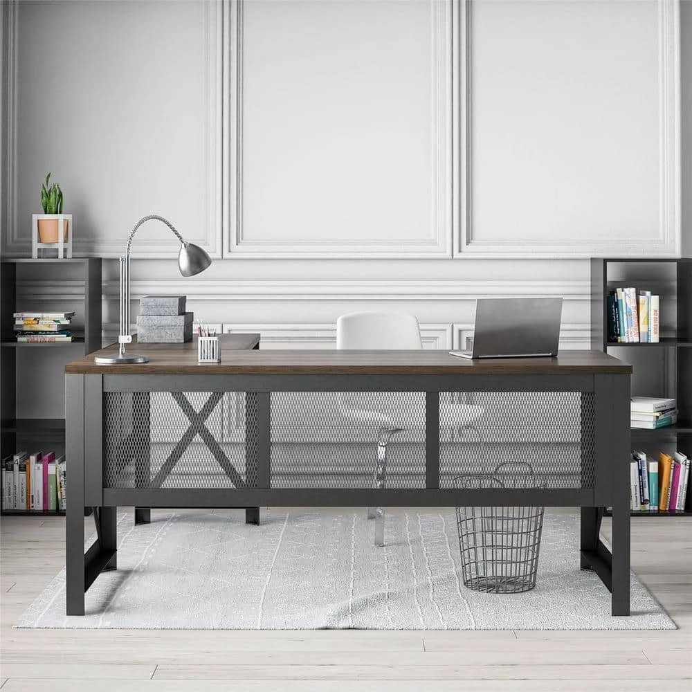 Caswell 67.2 in. Walnut L- Desk with Lift-Top by Ameriwood Home 6 Caswell 67.2 in. Walnut L- Desk with Lift-Top by Ameriwood Home - Image 6