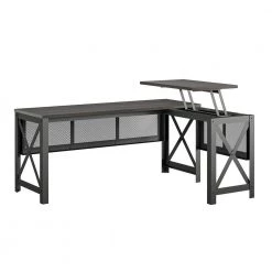 Caswell 67.2 in. Walnut L- Desk with Lift-Top by Ameriwood Home