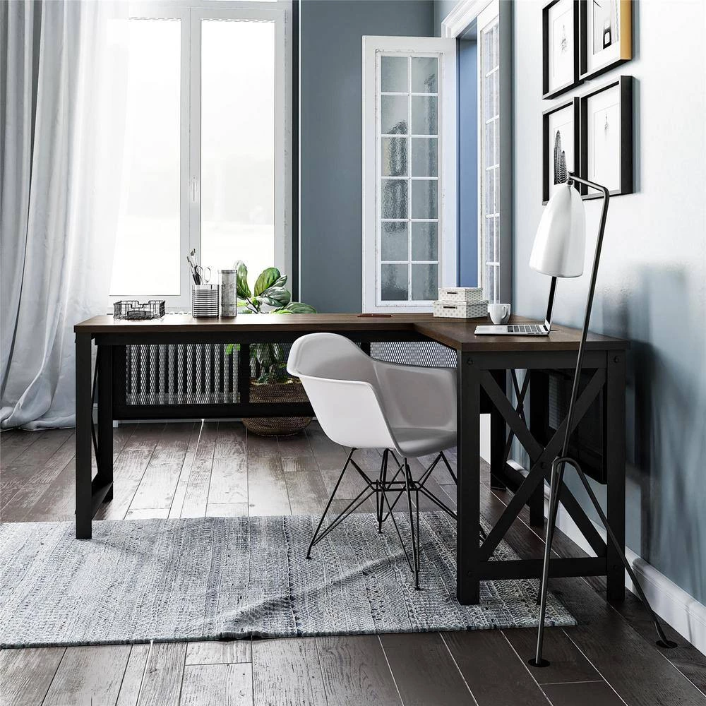 Caswell 67.2 in. Walnut L- Desk with Lift-Top by Ameriwood Home 7 Caswell 67.2 in. Walnut L- Desk with Lift-Top by Ameriwood Home - Image 7