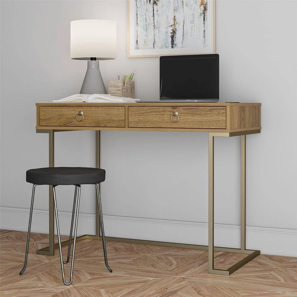 Hailey 41.6 in. Walnut Rectangular Writing Desk with 2 Drawers by Ameriwood Home 6 Hailey 41.6 in. Walnut Rectangular Writing Desk with 2 Drawers by Ameriwood Home - Image 6