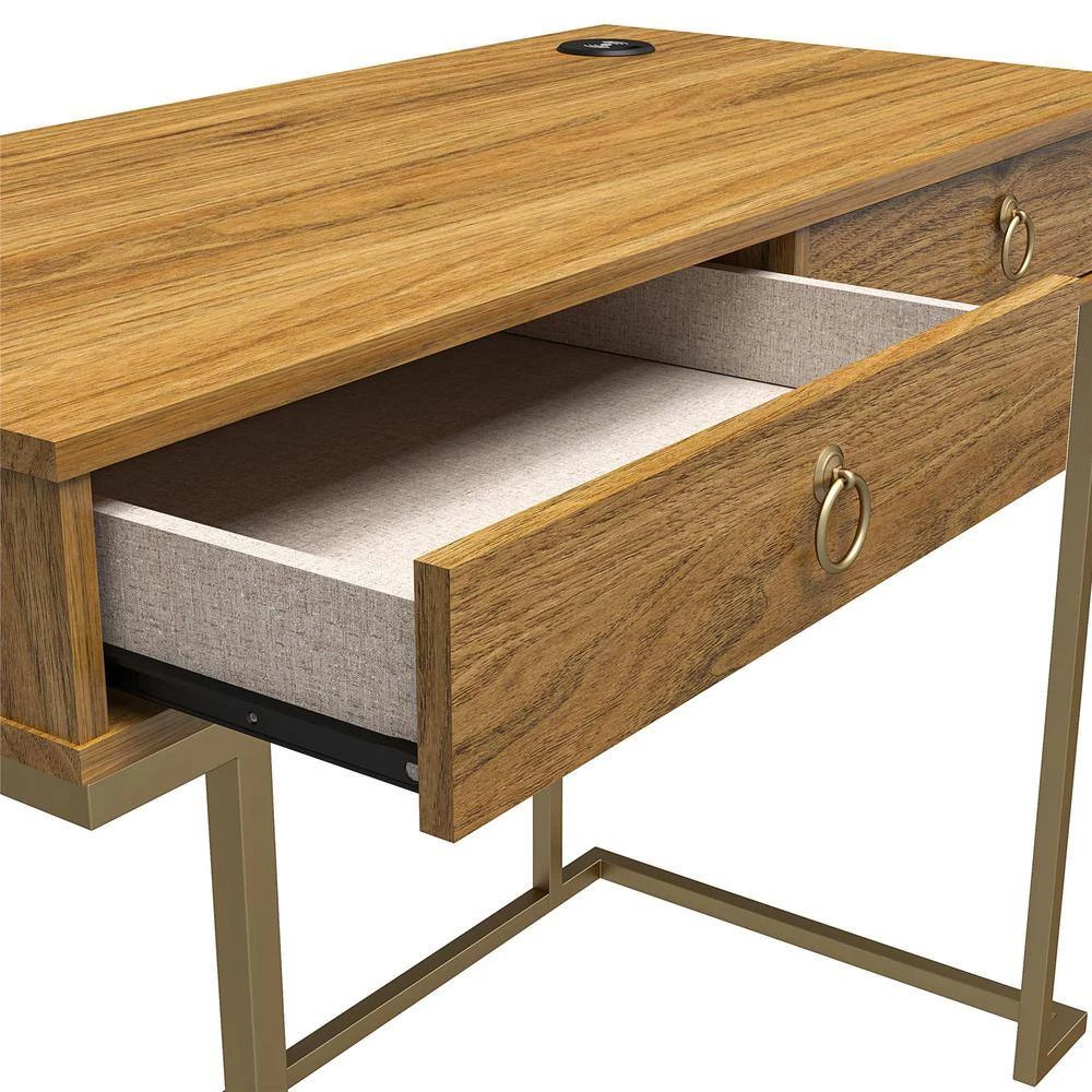 Hailey 41.6 in. Walnut Rectangular Writing Desk with 2 Drawers by Ameriwood Home 4 Hailey 41.6 in. Walnut Rectangular Writing Desk with 2 Drawers by Ameriwood Home - Image 4