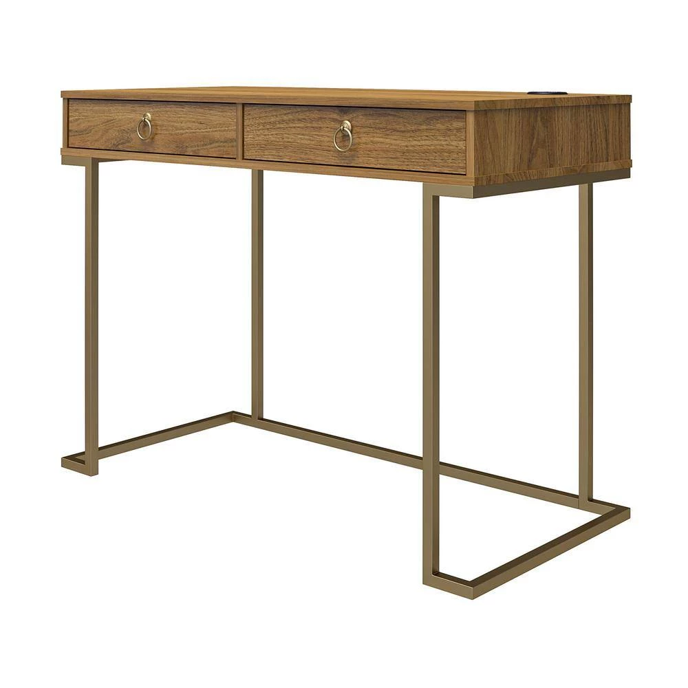 Hailey 41.6 in. Walnut Rectangular Writing Desk with 2 Drawers by Ameriwood Home 2 Hailey 41.6 in. Walnut Rectangular Writing Desk with 2 Drawers by Ameriwood Home - Image 2