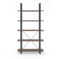 Merge 69 in. Walnut Five Shelf Bookcase by HOMESTYLES