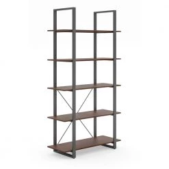Merge 69 in. Walnut Five Shelf Bookcase by HOMESTYLES -Deals HOMESTYLES Store walnut homestyles bookcases bookshelves 5450 75 c3 1000