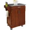 Cuisine Cart Warm Oak Kitchen Cart with Stainless Top by HOMESTYLES