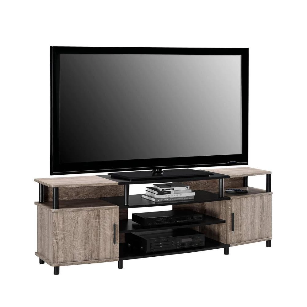 Windsor 63 in. Weathered Oak Particle Board TV Stand Fits TVs Up to 70 in. with Storage Doors by Ameriwood Home 7 Windsor 63 in. Weathered Oak Particle Board TV Stand Fits TVs Up to 70 in. with Storage Doors by Ameriwood Home - Image 7