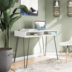 Joshua 40.5 in. Rectangular White Computer Desk with Storage by Ameriwood Home -Deals HOMESTYLES Store white ameriwood home computer desks de33704 4f 1000