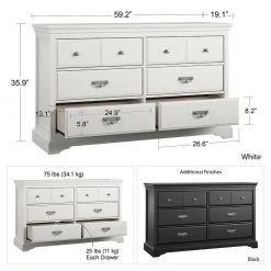 Malvern 6-Drawer in White Dresser (35.9 in. H x 59.2 in. W x 19.1 in. D) by Ameriwood Home 14 Malvern 6-Drawer in White Dresser (35.9 in. H x 59.2 in. W x 19.1 in. D) by Ameriwood Home -Deals HOMESTYLES Store white ameriwood home dressers hd53712 44 1000