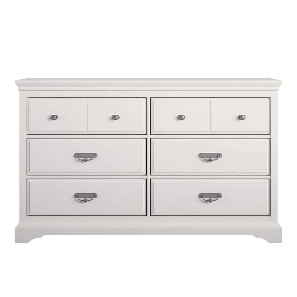 Malvern 6-Drawer in White Dresser (35.9 in. H x 59.2 in. W x 19.1 in. D) by Ameriwood Home 1 Malvern 6-Drawer in White Dresser (35.9 in. H x 59.2 in. W x 19.1 in. D) by Ameriwood Home