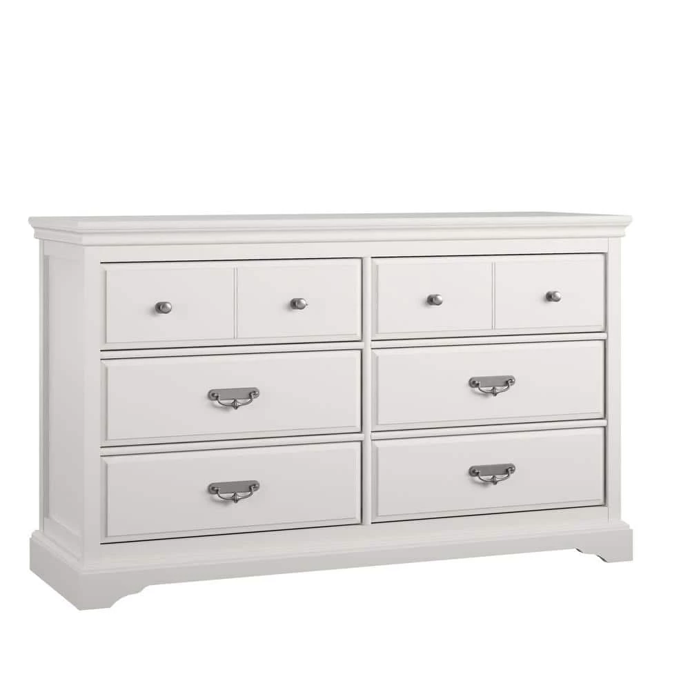 Malvern 6-Drawer in White Dresser (35.9 in. H x 59.2 in. W x 19.1 in. D) by Ameriwood Home 2 Malvern 6-Drawer in White Dresser (35.9 in. H x 59.2 in. W x 19.1 in. D) by Ameriwood Home - Image 2