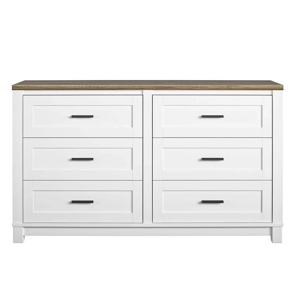 Fall River 6-Drawer White Dresser 32 in. H x 54 in. W x 15.75 in. D by Ameriwood Home 1 Fall River 6-Drawer White Dresser 32 in. H x 54 in. W x 15.75 in. D by Ameriwood Home